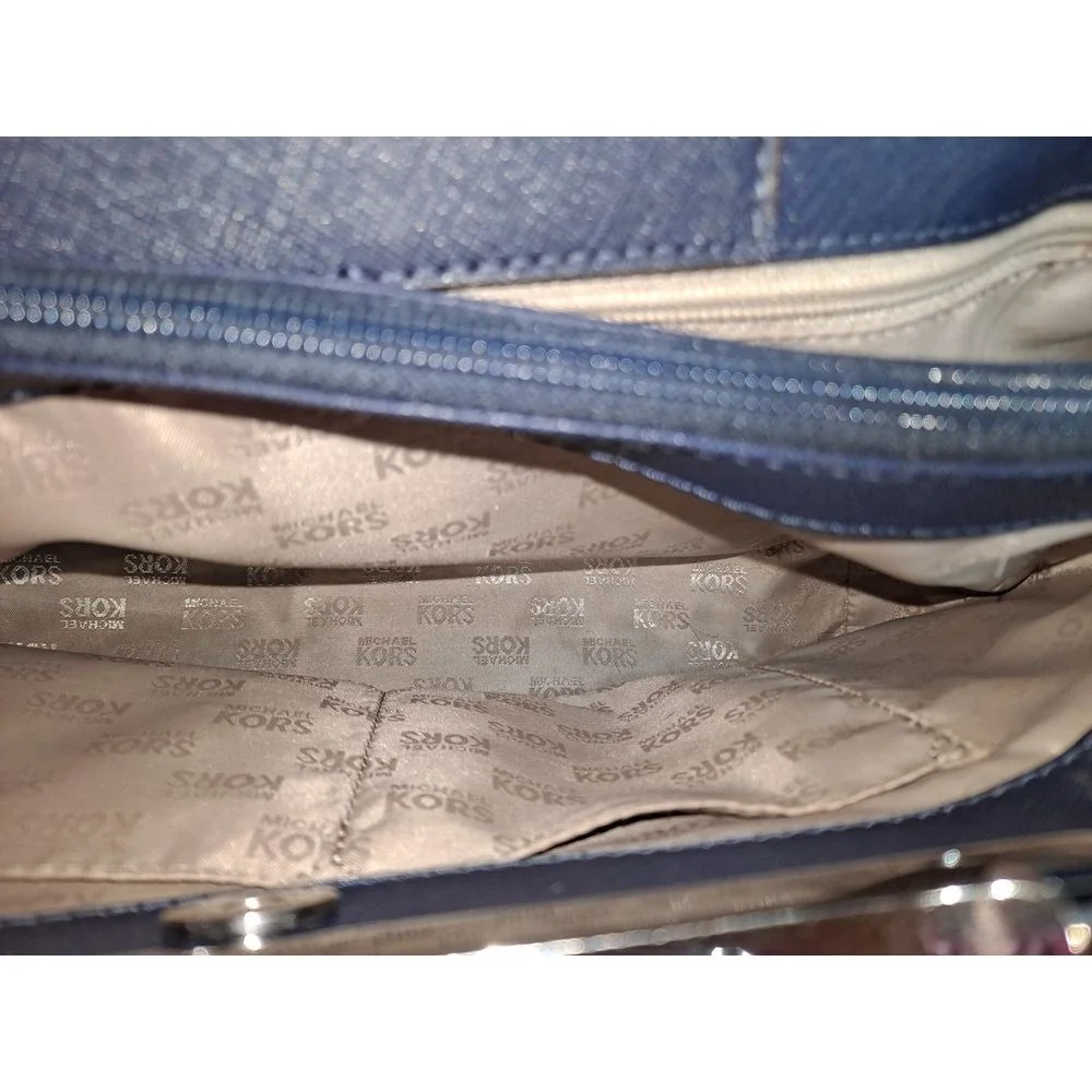 Michael Kors Satchel Top Handle Handbag Navy Blue Designer Purse‎